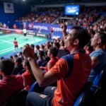 Badminton Fans Cheering Enthusiastically