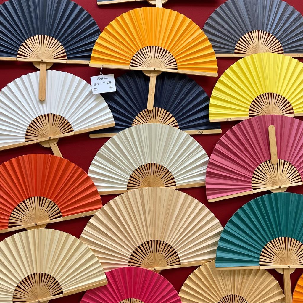 Variety of bamboo hand fans