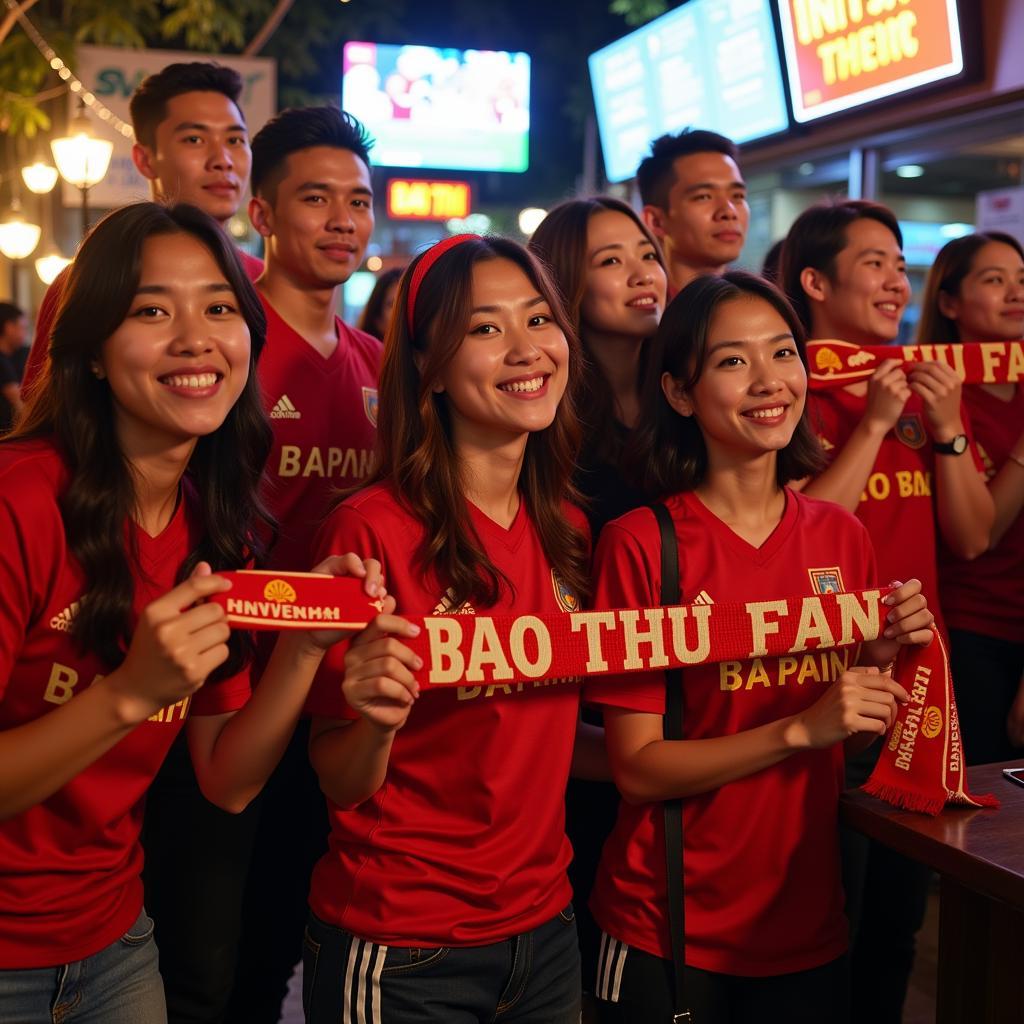 Bao Thu fan club members gathering for a match