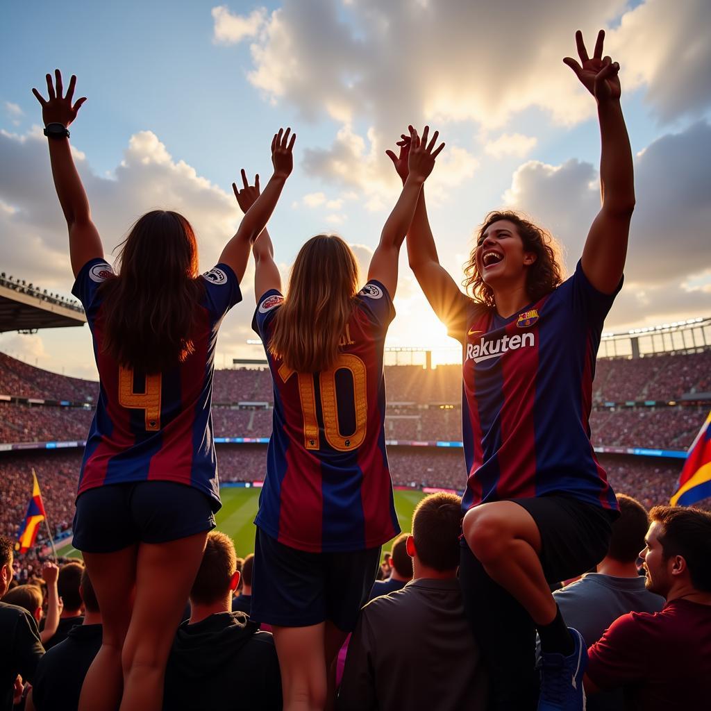 Barca Fans Celebrating a Goal