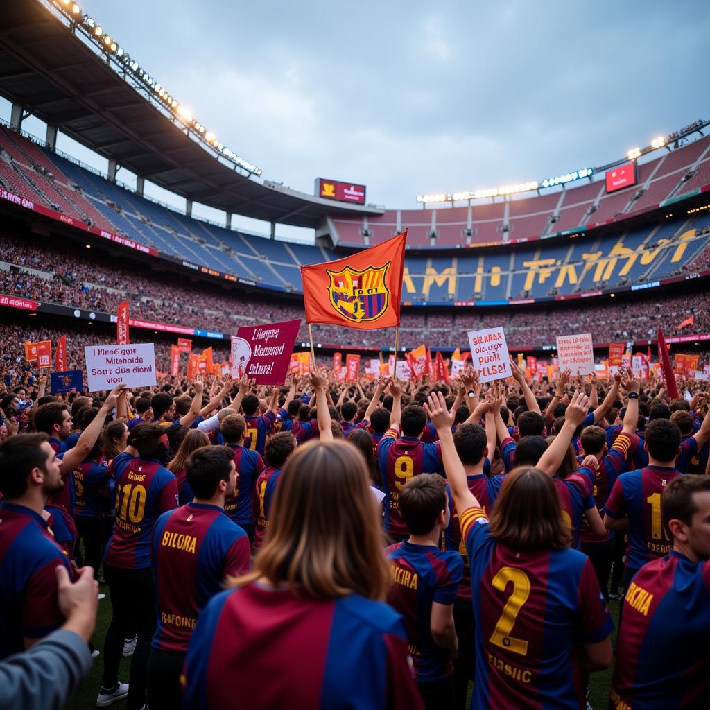 Barcelona Fans Stage Protest Outside Camp Nou