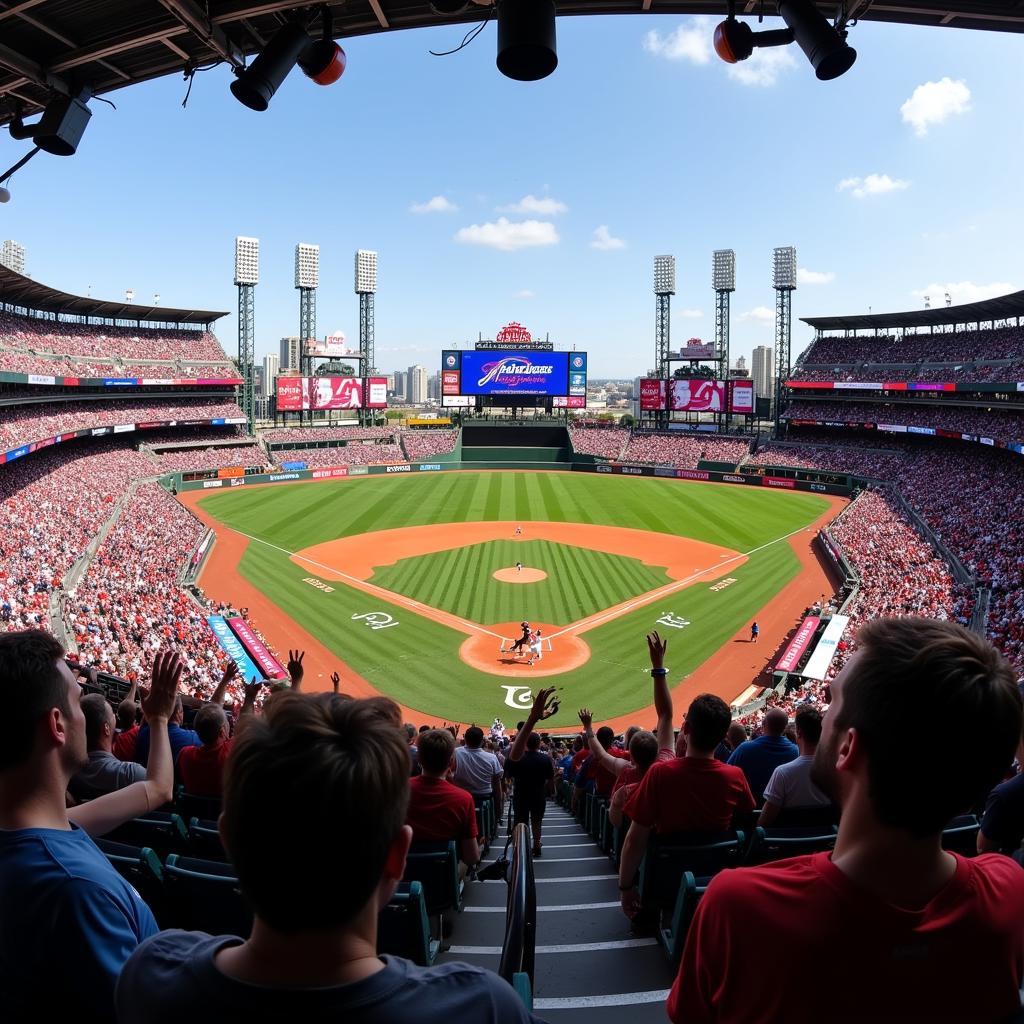 Crowd Cheering at Baseball Stadium