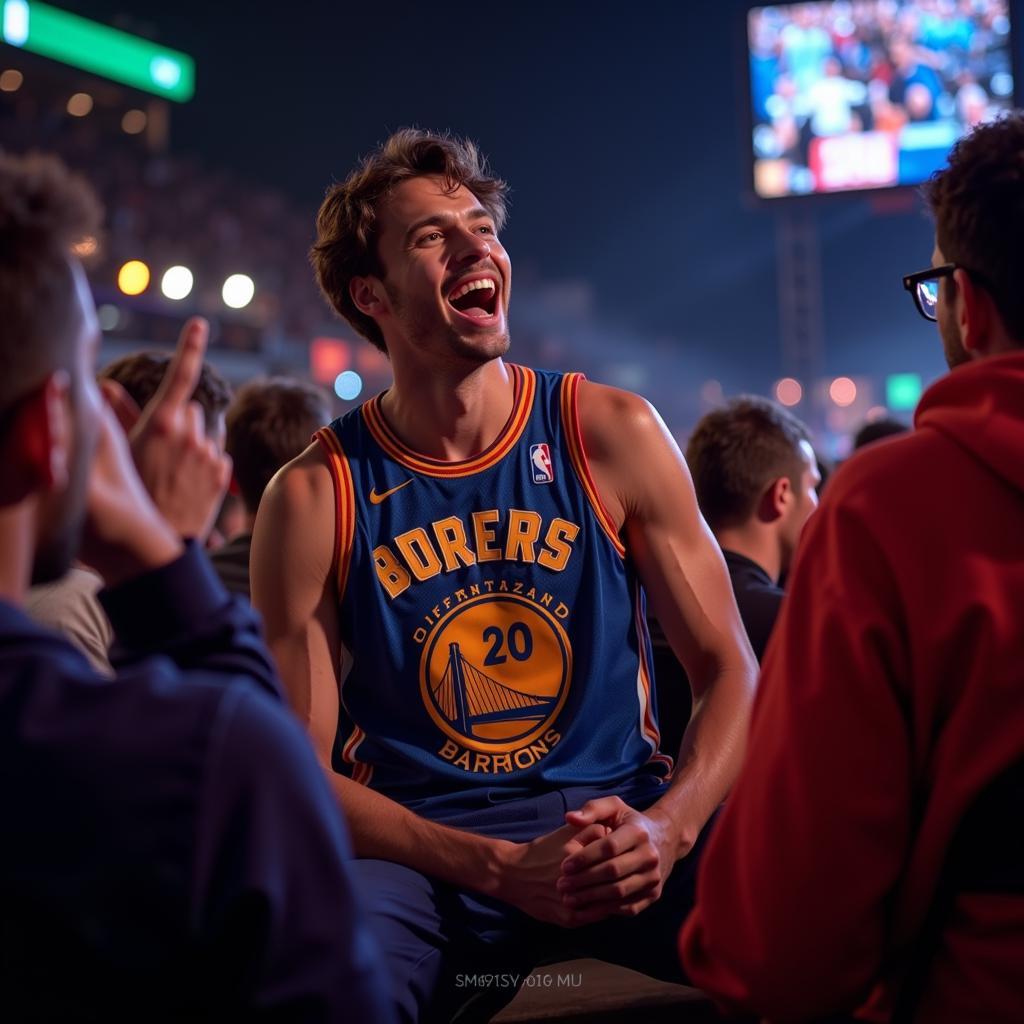 Basketball Fan Wearing Jersey