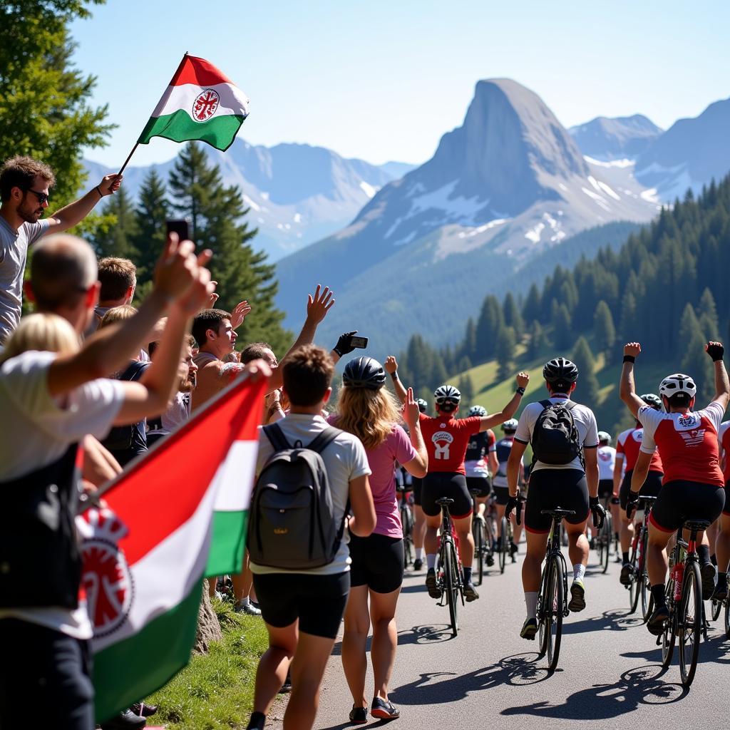 Basque fans celebrate at the 2018 Tour de France