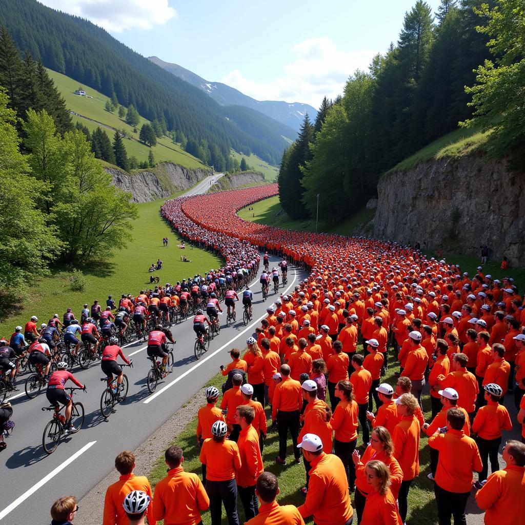 Basque fans create a sea of orange at the 2018 Tour de France