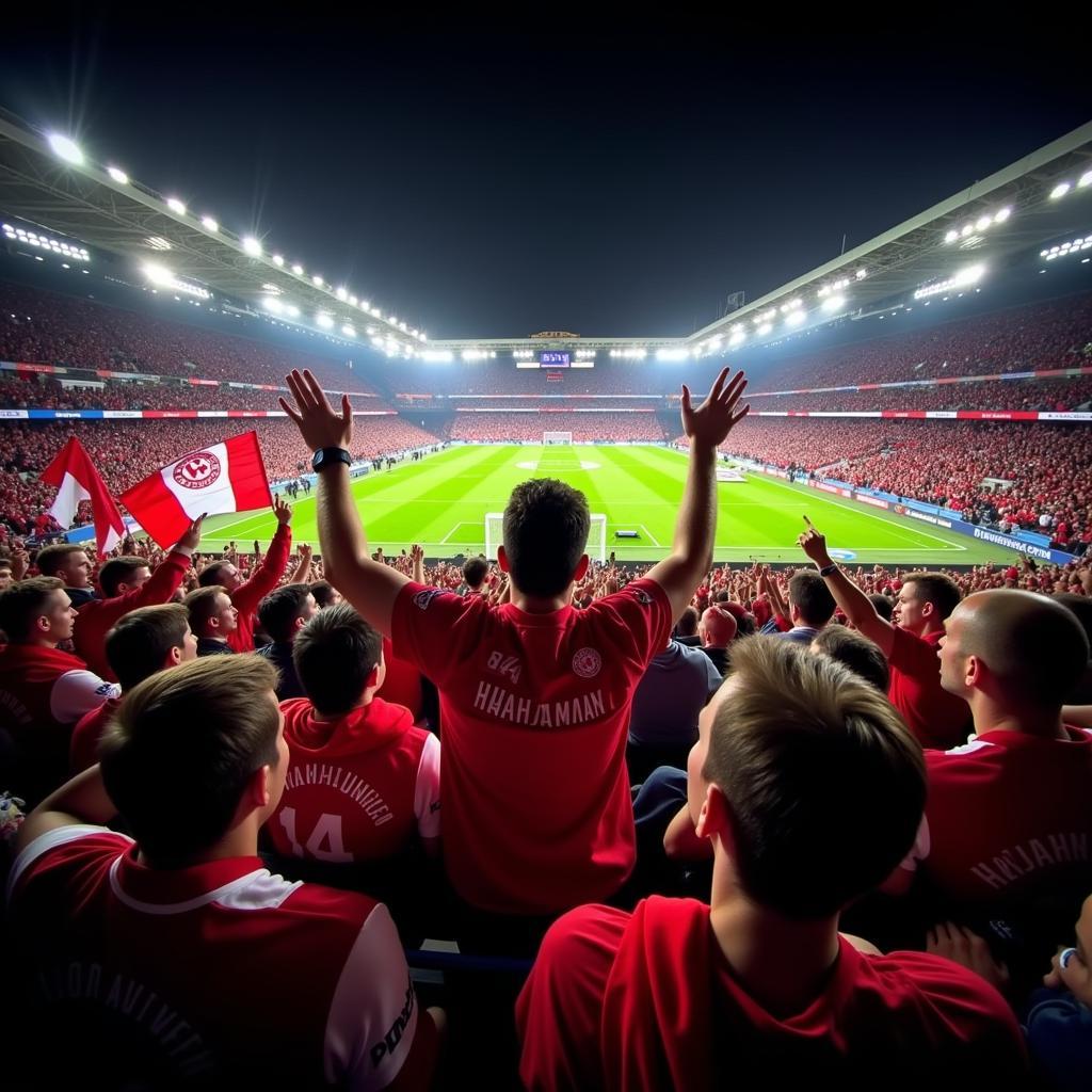 Bayern Munich fans celebrating in Allianz Arena