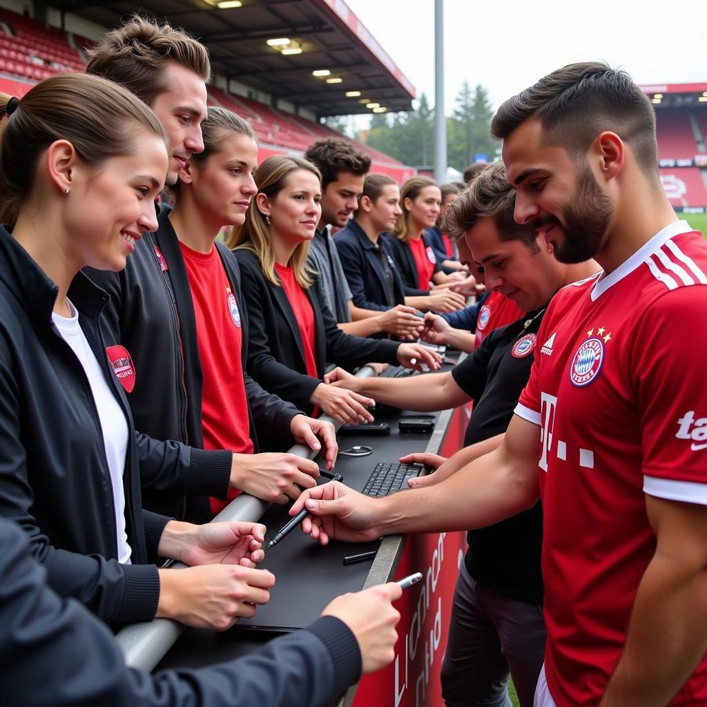 Bayern Munich players interacting with fans in 2017