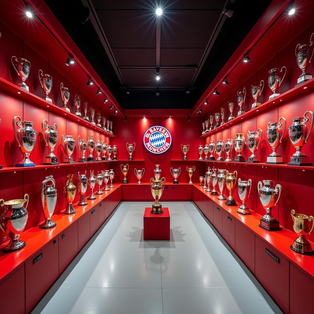 Bayern Munich trophy cabinet full of silverware