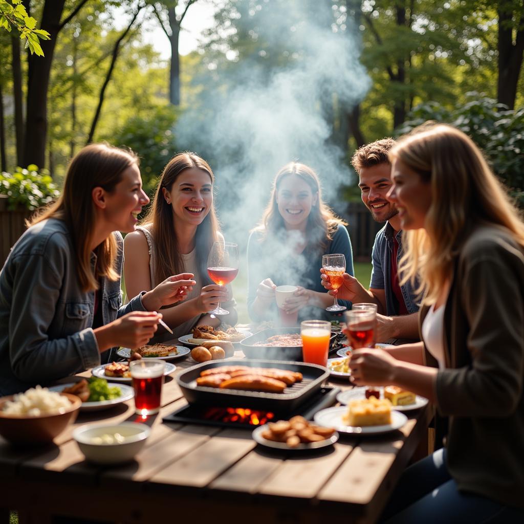 BBQ fans gathering for a cookout