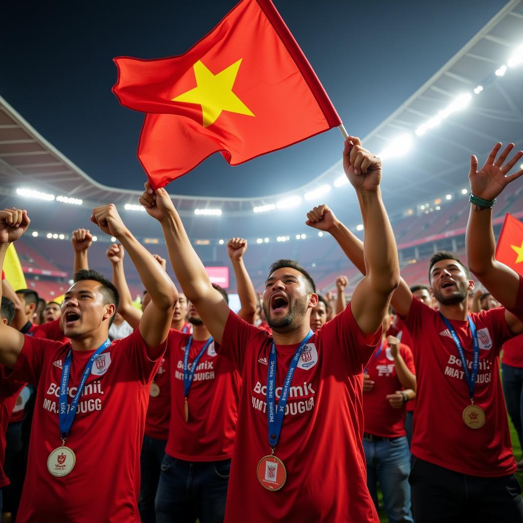 Becamex Binh Duong Fans Celebrating a Goal