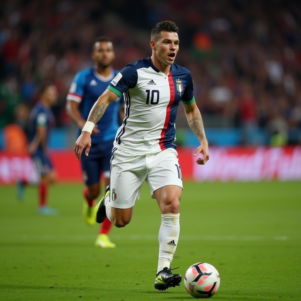 Belotti celebrating a goal for the Italian national team