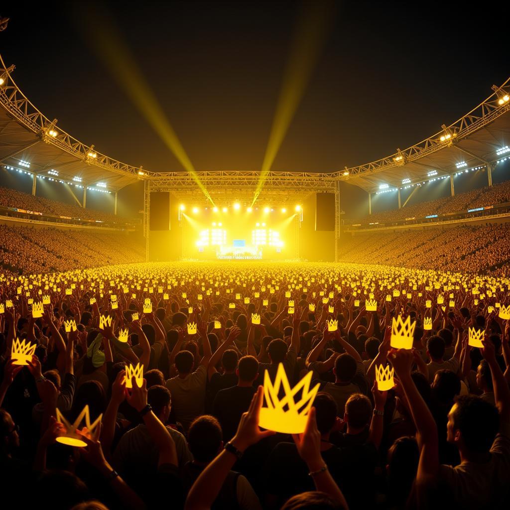 Big Bang Concert Crowd: A sea of light sticks illuminating the stadium during a Big Bang concert, showcasing the immense energy and passion of their fans.