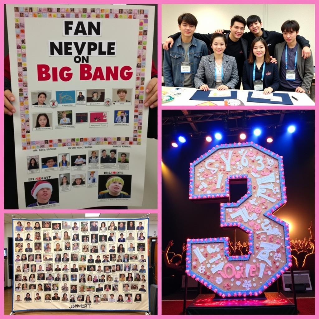 Big Bang Fan Projects: Examples of various fan-organized projects, including charity donations, birthday celebrations, and concert support, showcasing the dedication and creativity of Big Bang fans.