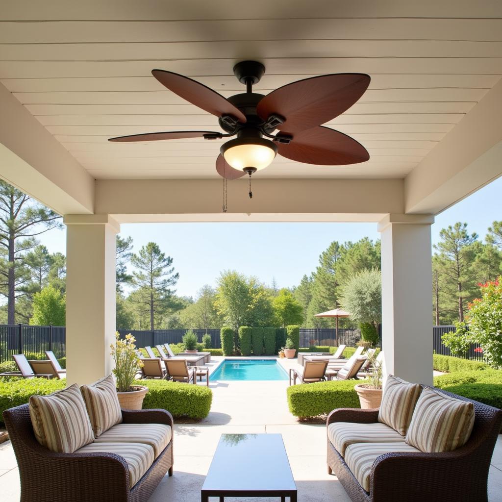 Outdoor Patio with Big Ceiling Fan