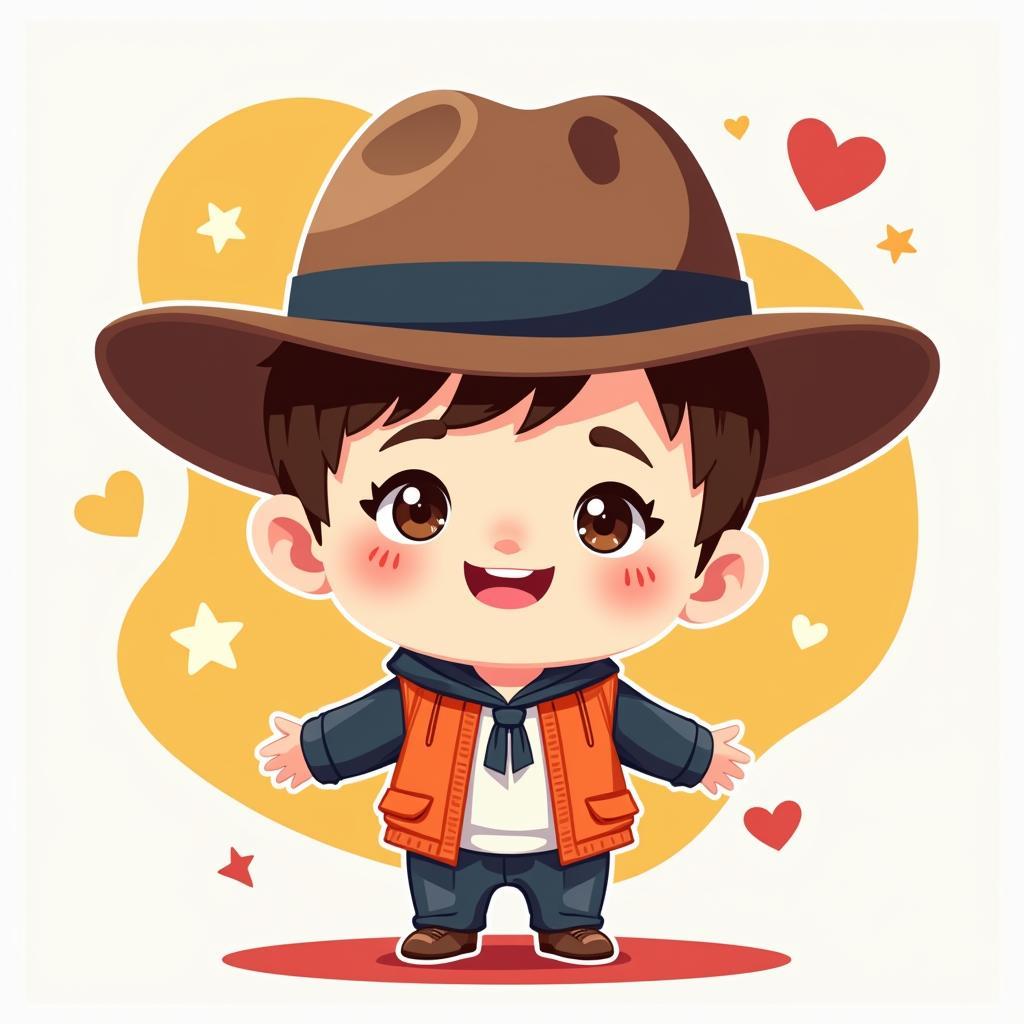 Chibi Style Big Hat Logan Fan Art with Bright Colors