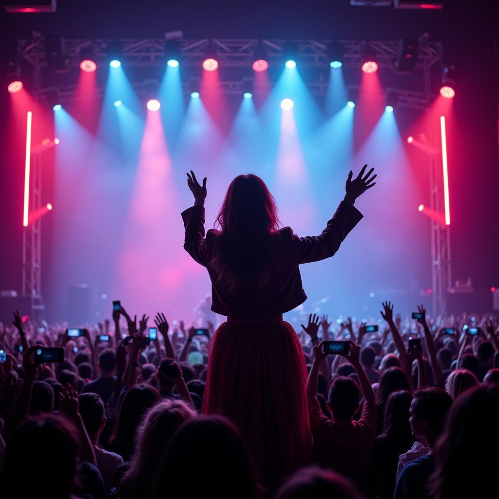 Billie Eilish captivating a stadium crowd during her live performance