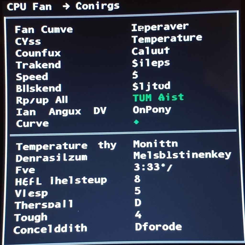 Computer BIOS settings screen showing CPU fan control options