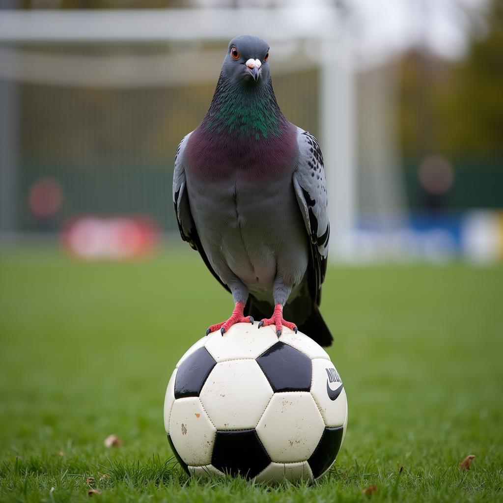 Bird Perched on a Football