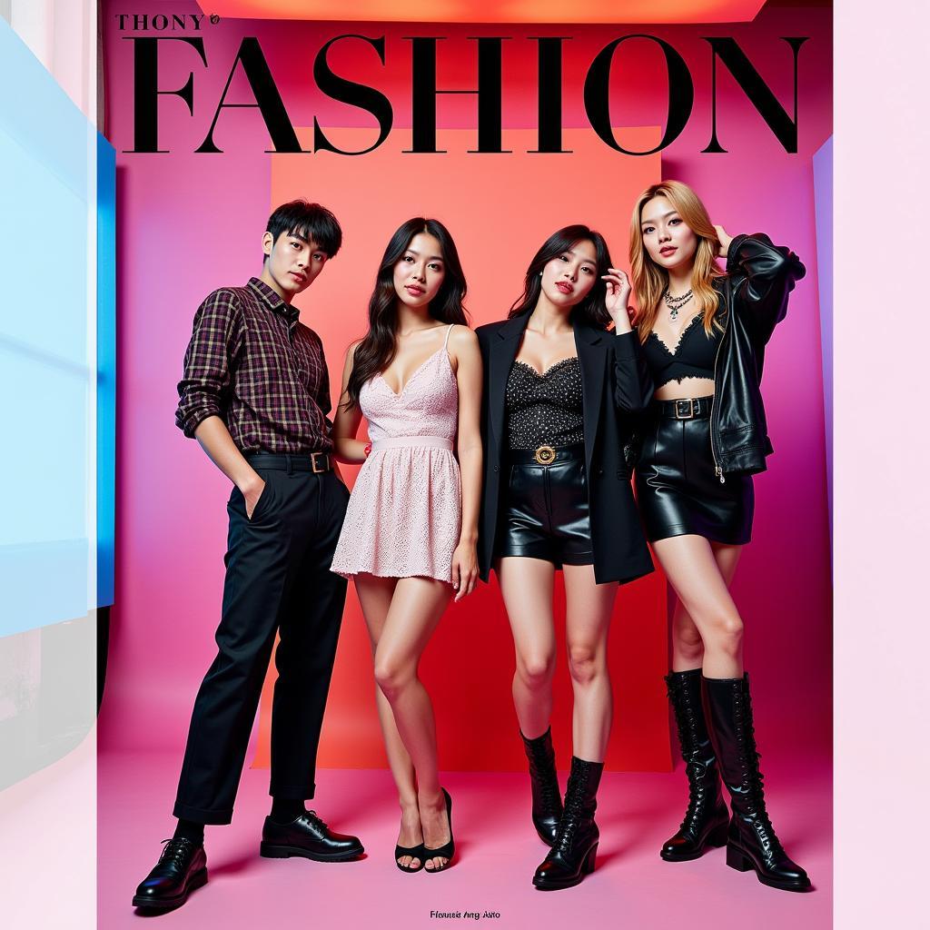 Blackpink members posing for a fashion magazine cover