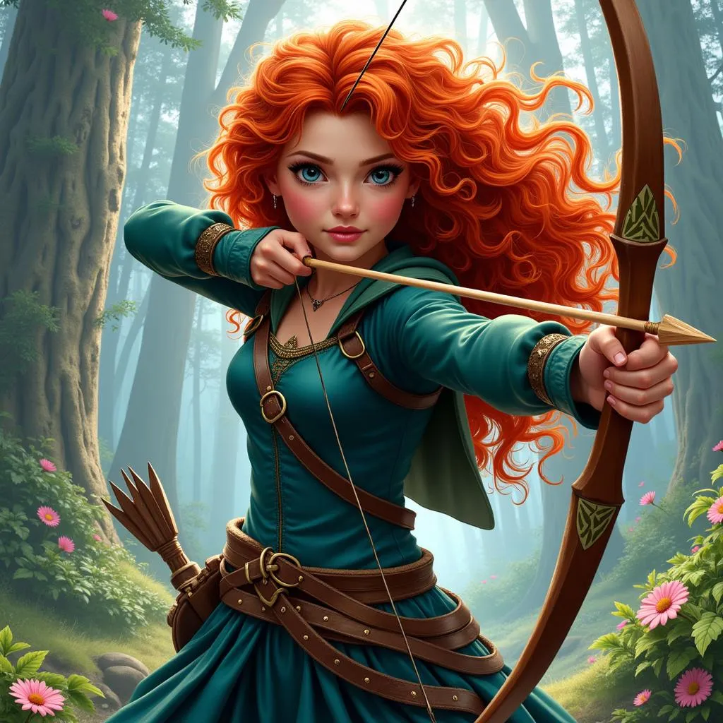 Brave Merida Fanart: Archery Mastery