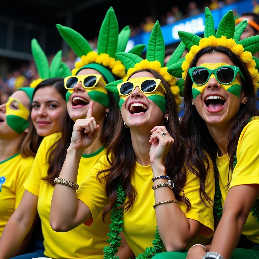 Brazilian fans in carnival attire