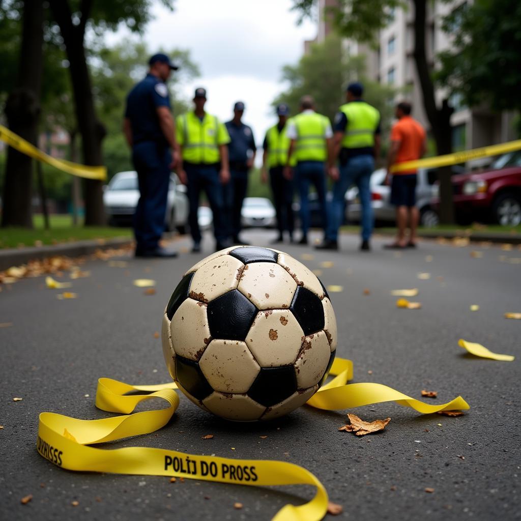 Brazilian police officers investigating a crime scene