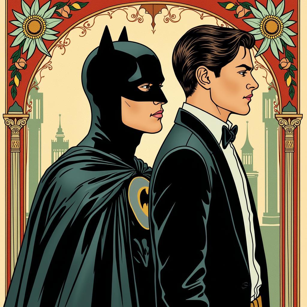 Bruce Wayne and Dick Grayson in Art Nouveau Style