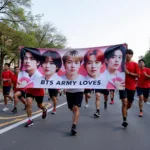 BTS ARMY banner at a charity event