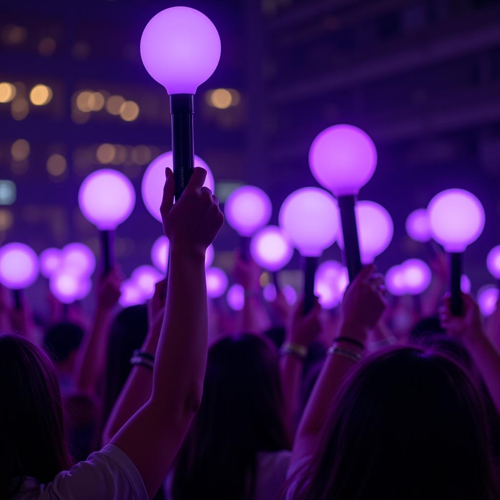 BTS fans holding lightsticks at MMA