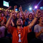 Buffalo Wild Wings fans cheering for their team