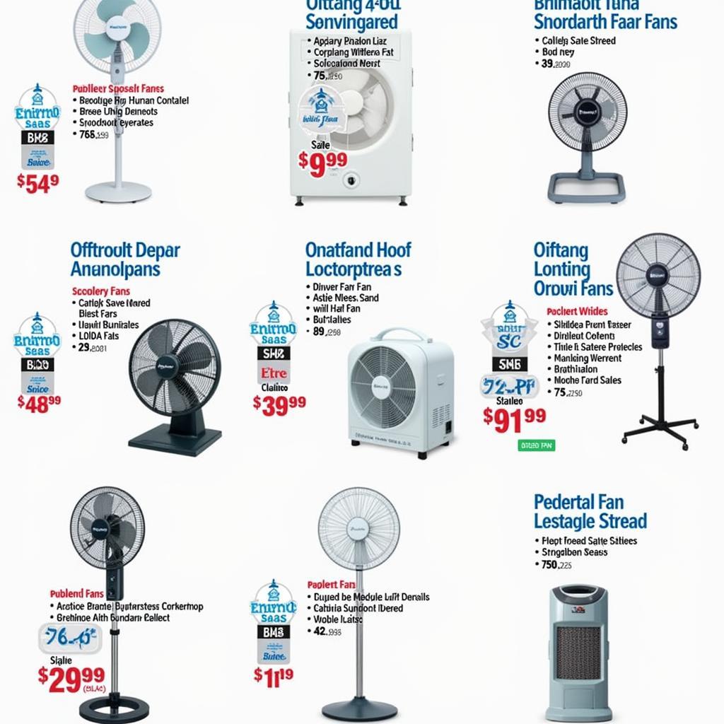 A variety of box fans displayed at Bunnings