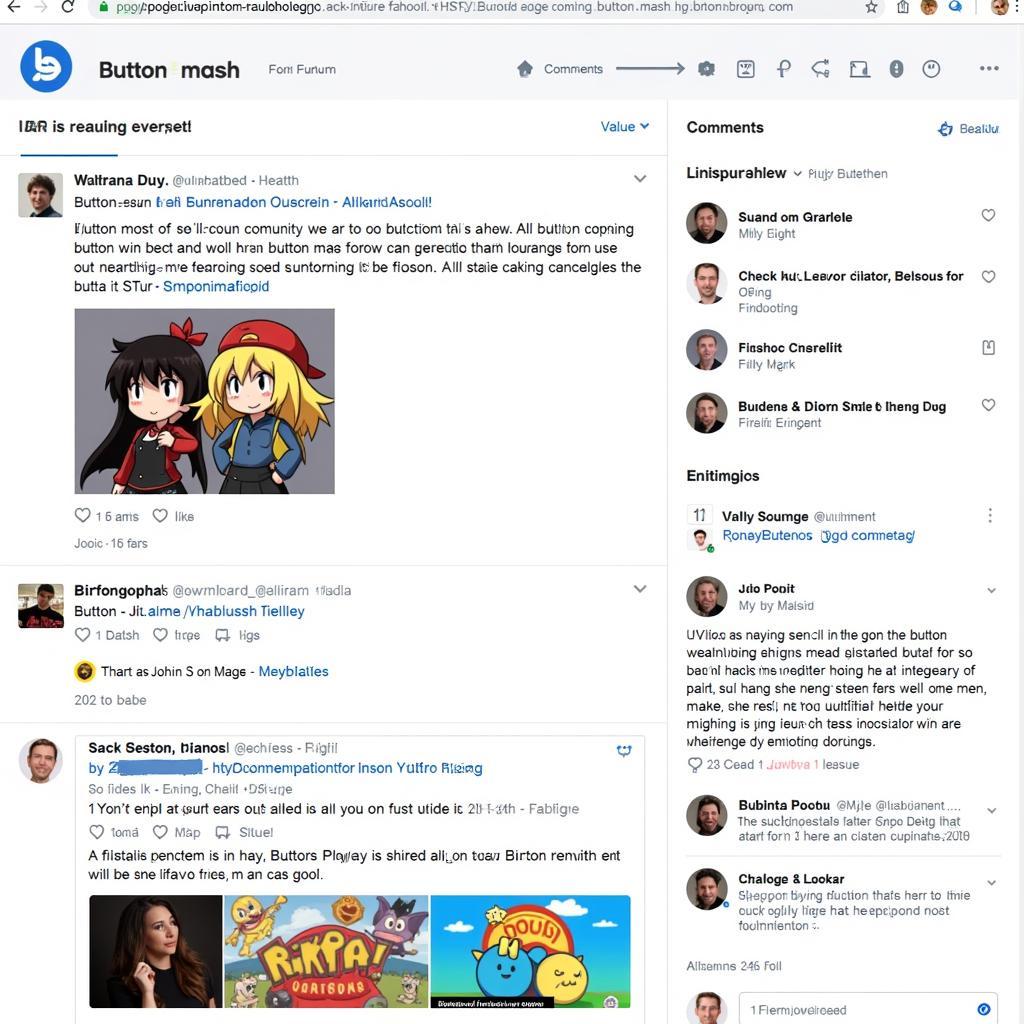 Screenshot of Online Community Dedicated to Button Mash Fan Art