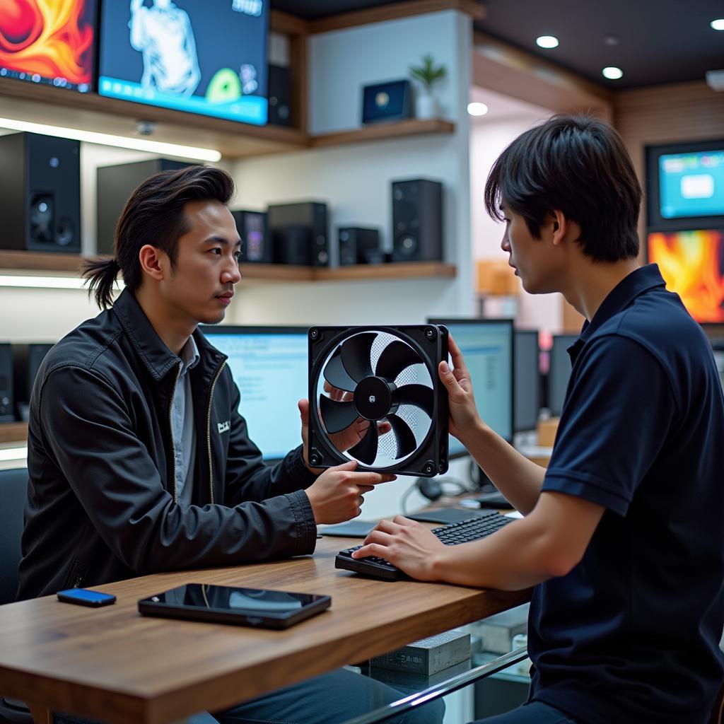 Purchasing a 140mm Fan in a Hanoi Computer Store