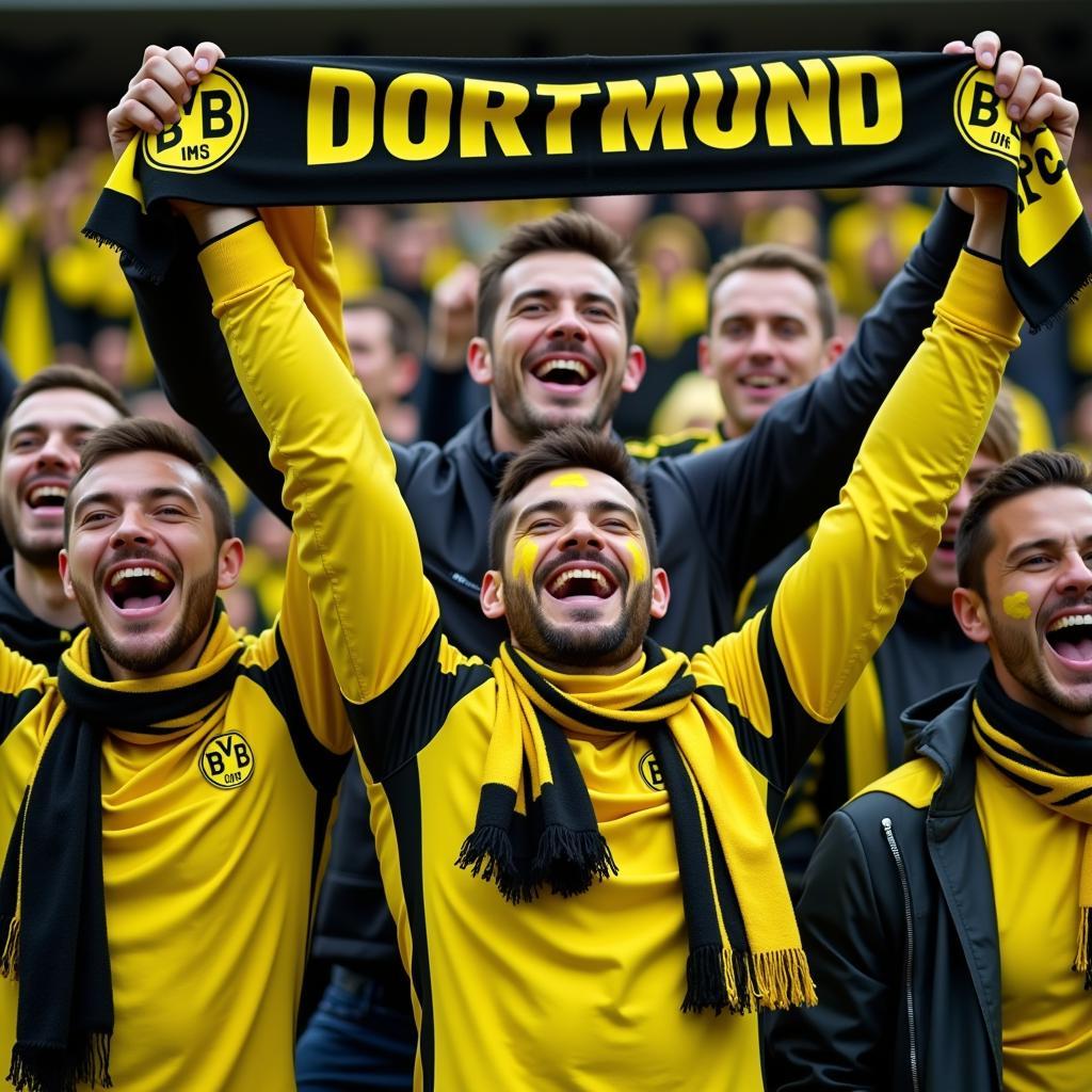 BVB Fans Celebrating a Goal with Passion and Energy