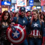 Captain America fans cosplaying at Comic-Con