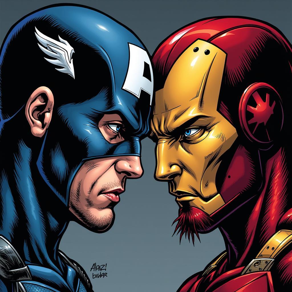 Emotional Captain America and Iron Man fanart