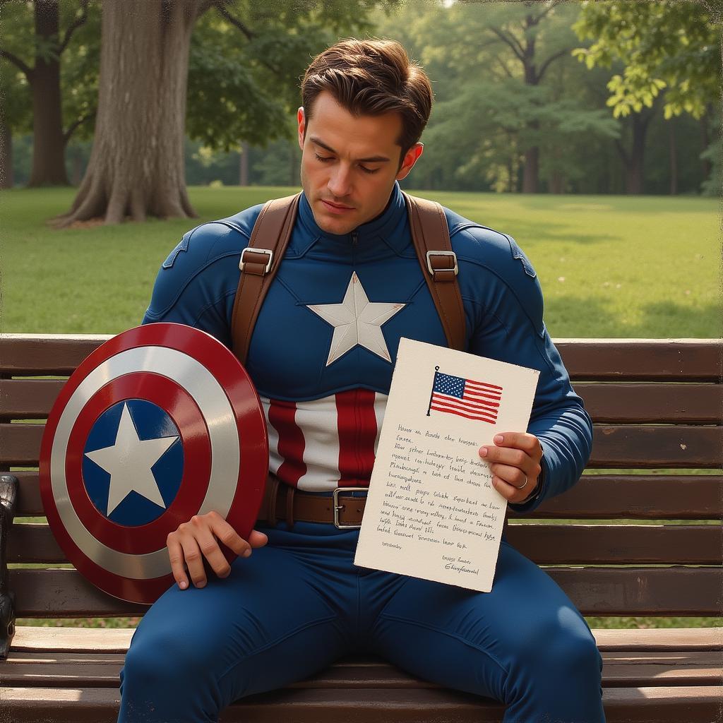 Captain America reading a fan letter