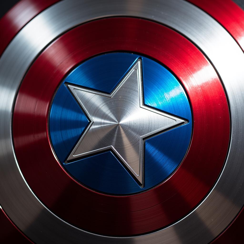 Close-up of Captain America's shield, a symbol of hope