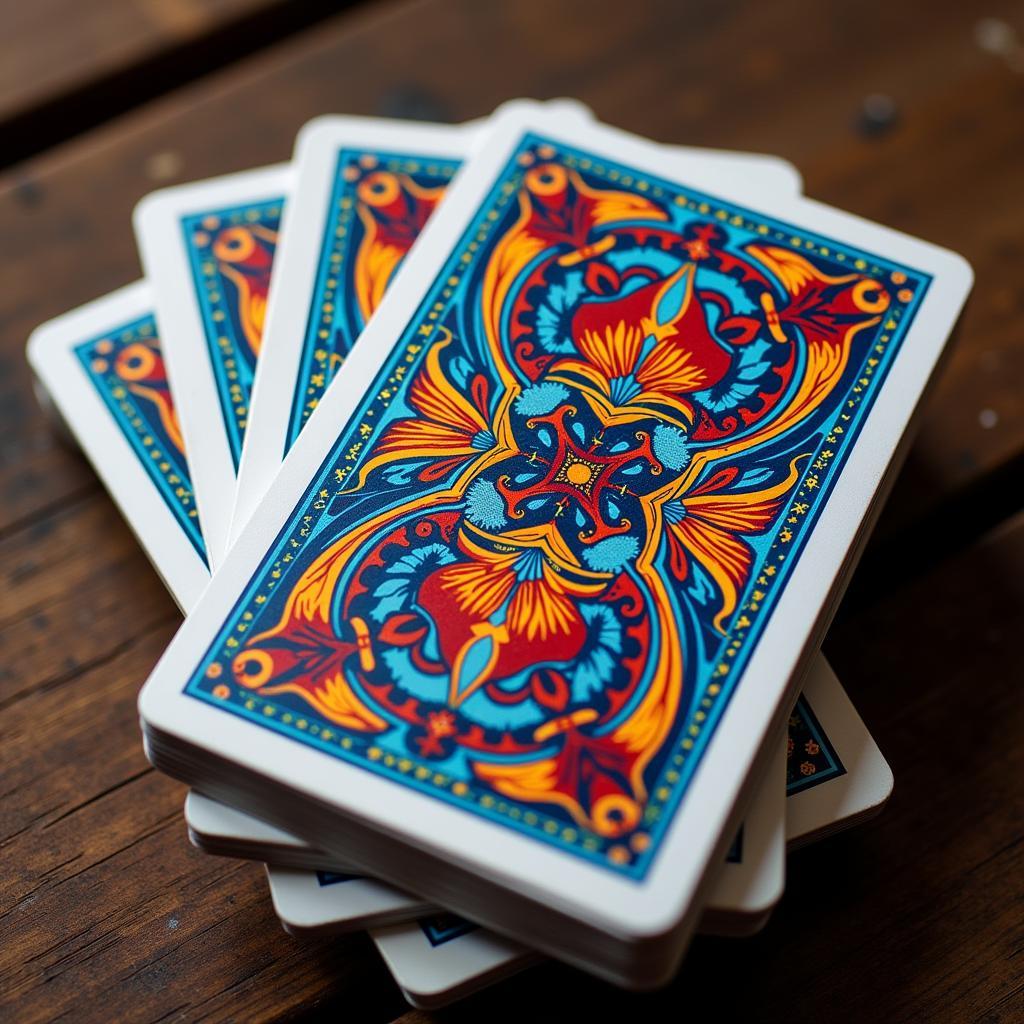 Close-up view of a cardistry fanning deck showcasing its intricate design