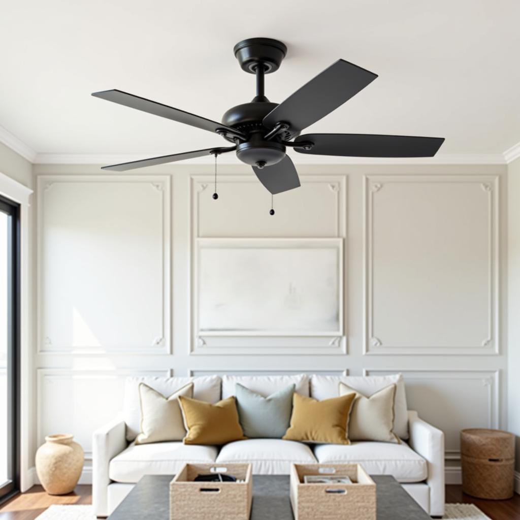 Cast iron ceiling fan in a modern living room