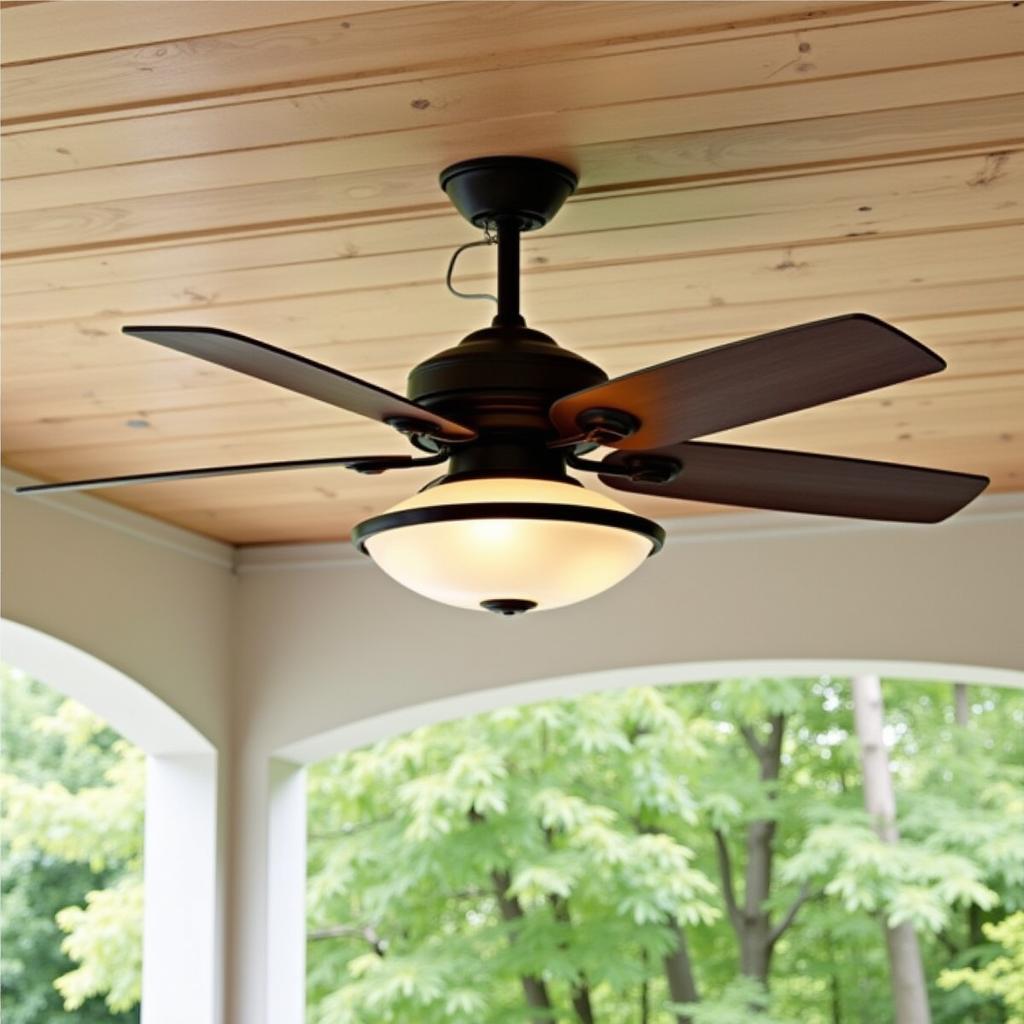 Cast iron ceiling fan on an outdoor patio