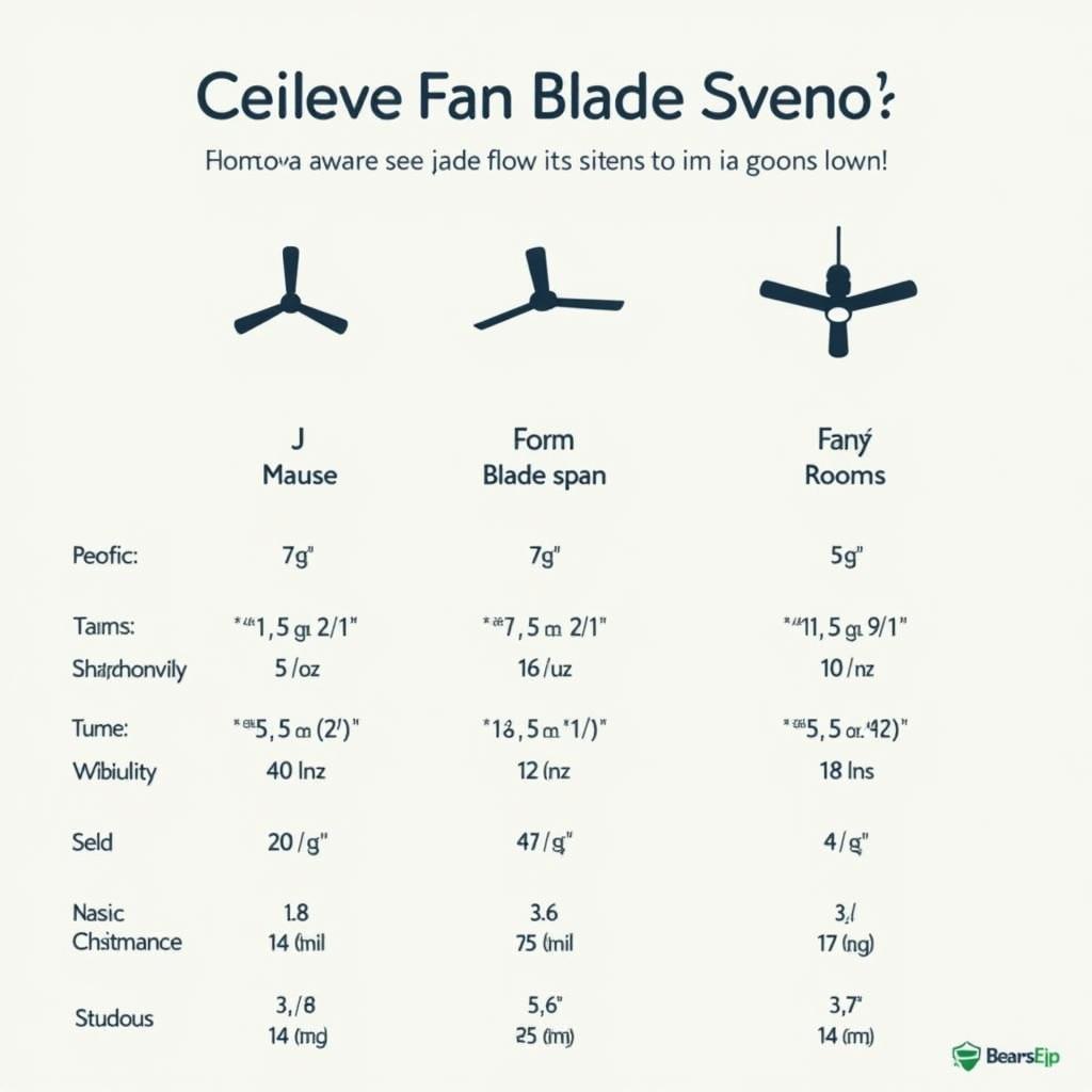 Ceiling Fan Blade Span Comparison Chart