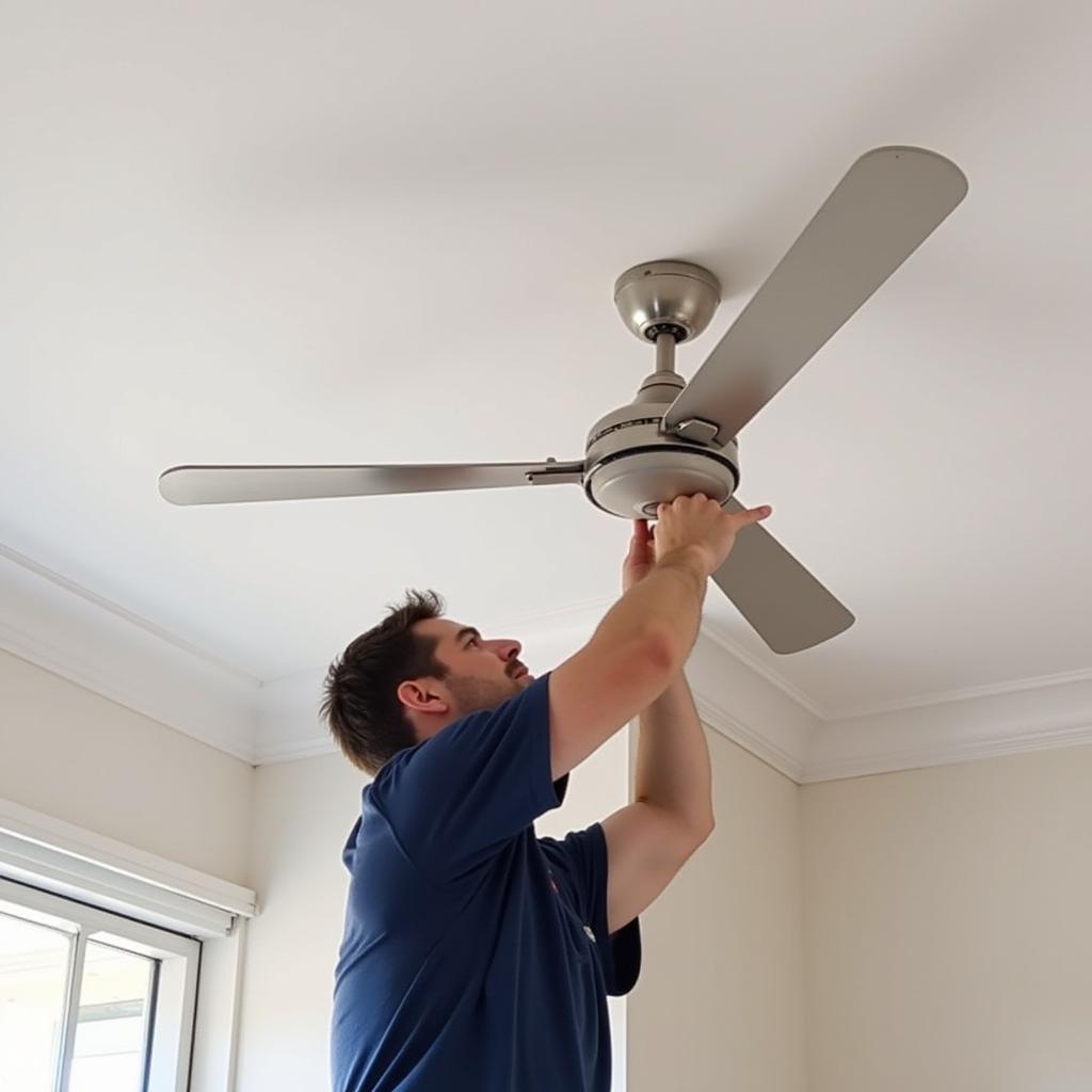 Electrician Installing Ceiling Fan in Hornsby