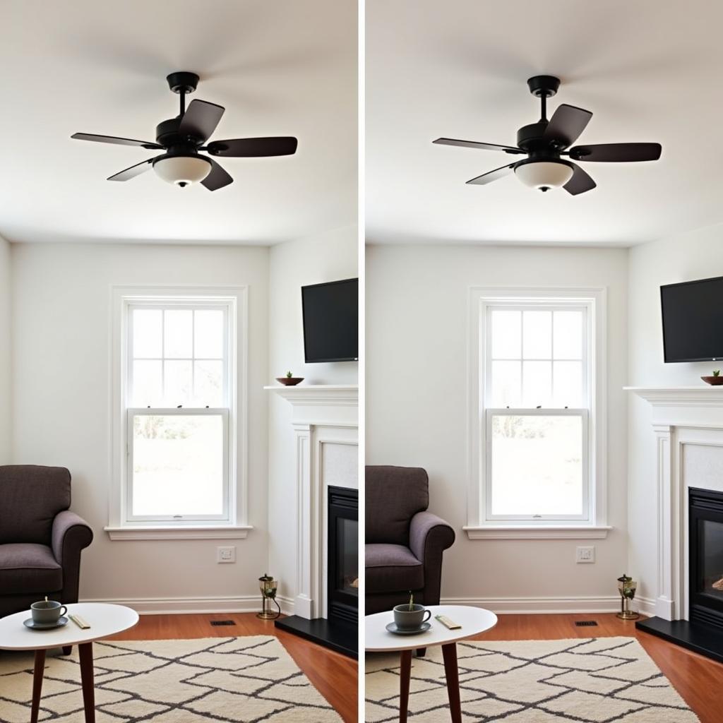 Ceiling Fan Size Comparison in a Living Room