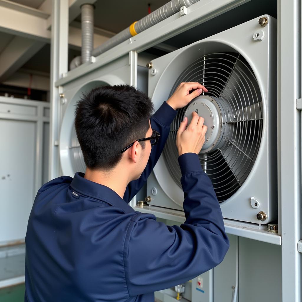 Maintenance of a Changzhou Shuanghui Cooling Tower Fan