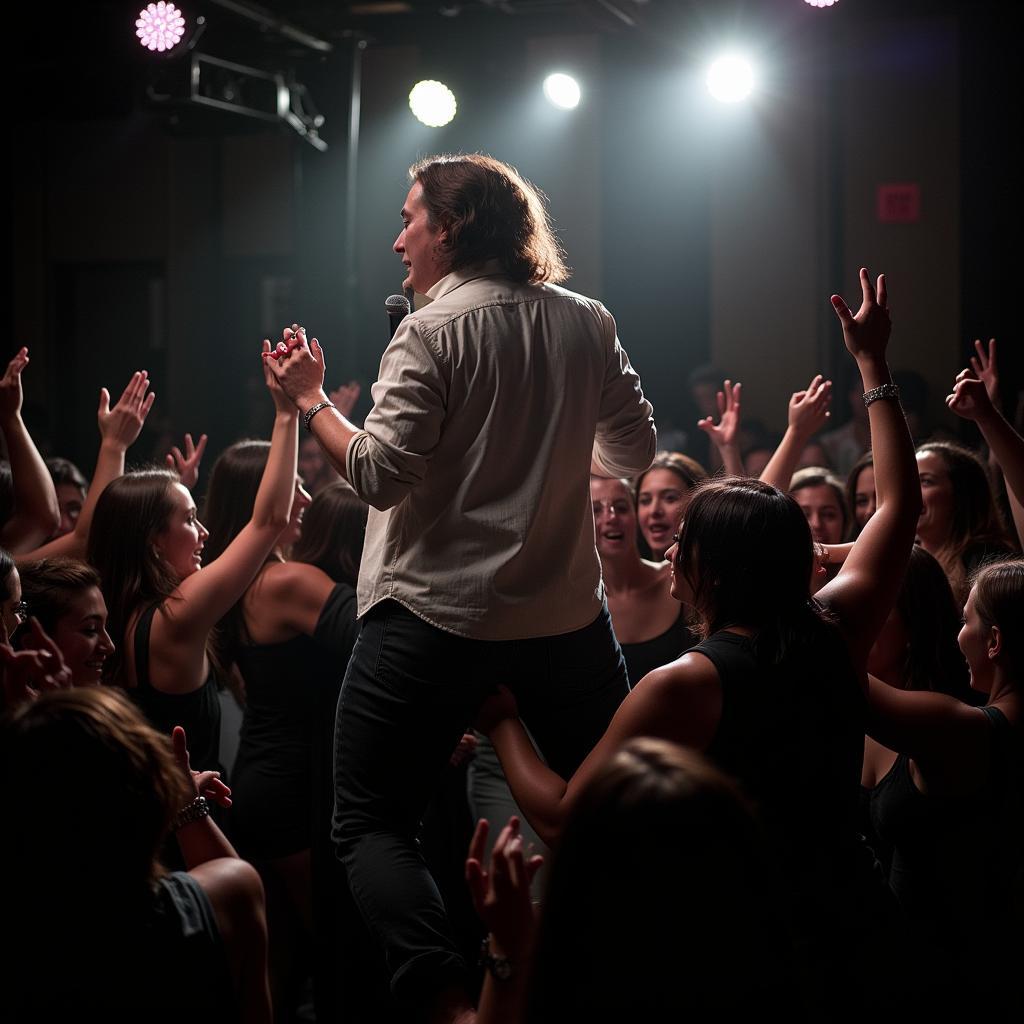 Charismatic singer captivating the crowd