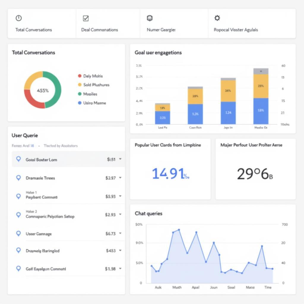 A screenshot of a chatbot analytics dashboard