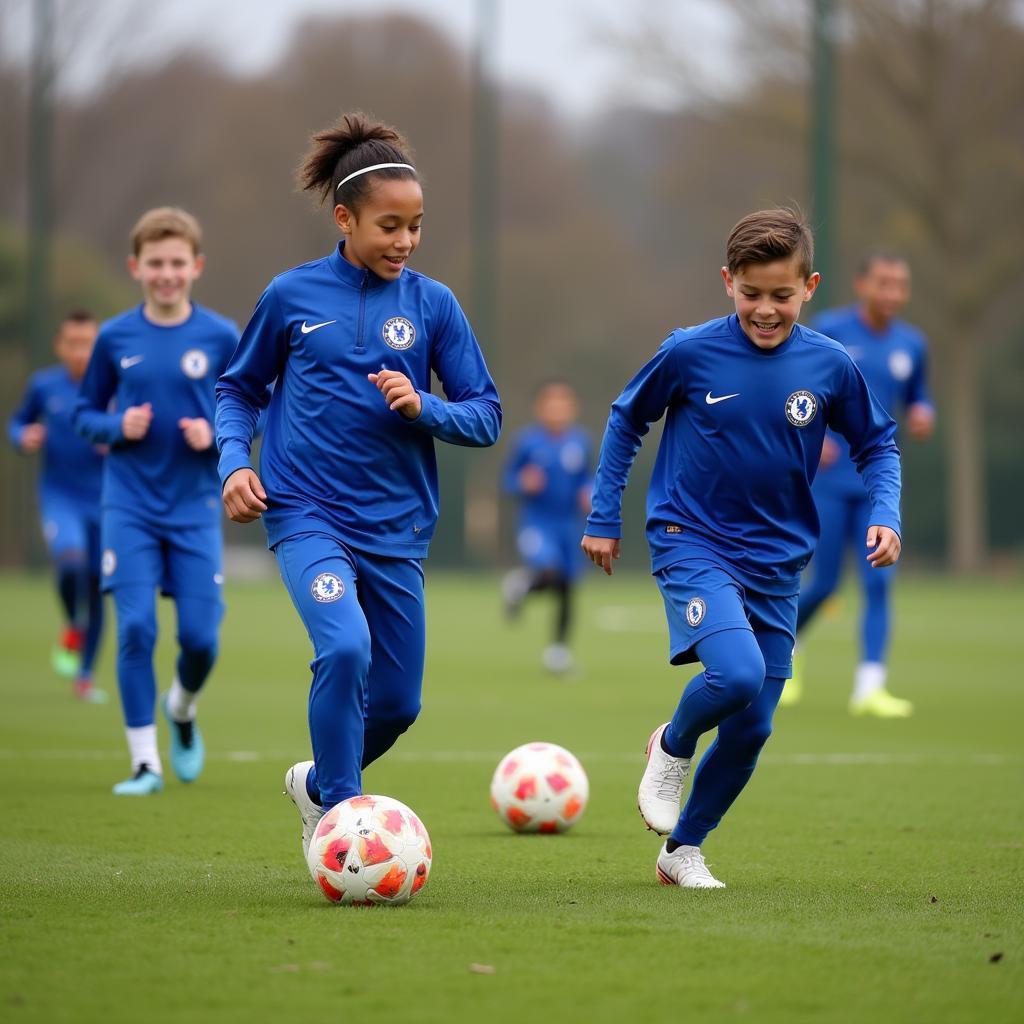 Chelsea academy players training