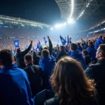 Chelsea fans fighting in the stands