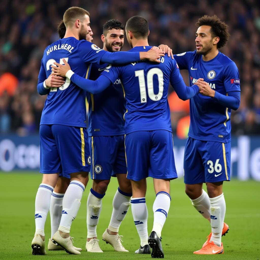 Chelsea Players Celebrating a Victory